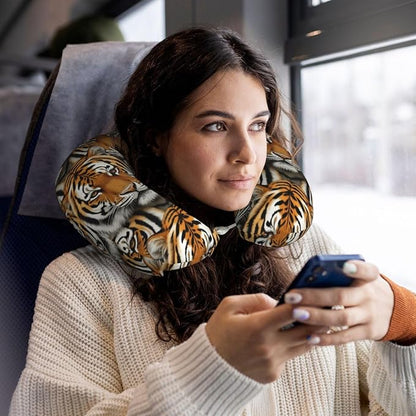 Neck Support Pillow, Comfortable Memory Foam Car/Flight/Airplane Chin Pillows U Shaped Cushion for Office Travel Sleeping Tiger Face