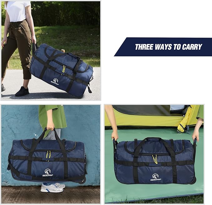 REDCAMP 85L/120L/140L Foldable Duffle Bag with Wheels, Large Travel Duffel Bag