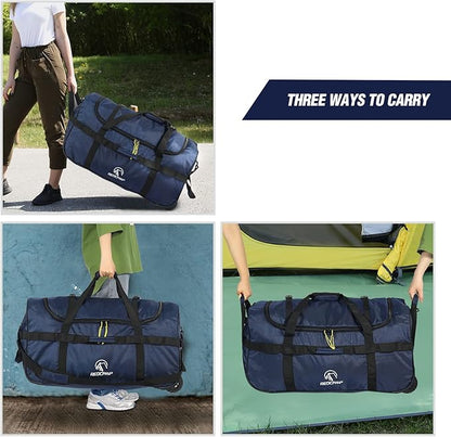 REDCAMP 85L/120L/140L Foldable Duffle Bag with Wheels, Large Travel Duffel Bag