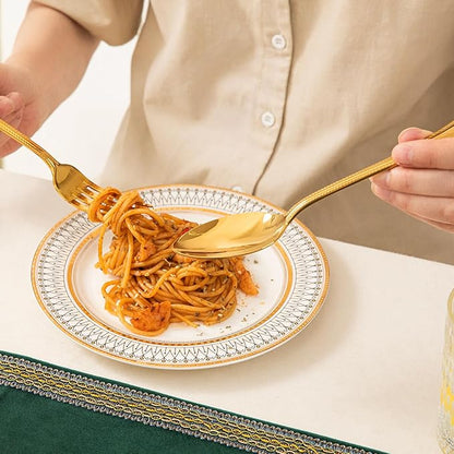 KINGSTONE Gold Silverware Set, 40-piece 18/10 Stainless Steel Flatware Set Cutlery Set for 8, for Kitchen, Home, Wedding, Party, Mirror Polished and Dishwasher Safe, Featured Gifts