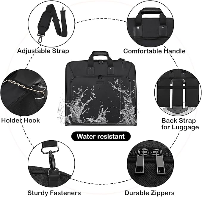 Noozion Garment Bag for Travel Large Carry On Suit Bag Hanging Travel Suit Bags Waterproof Suitcase Luggage Bag for Men Women Business Trips with Shoulder Strap