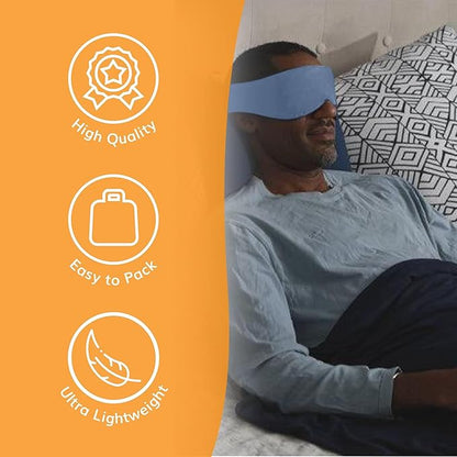 Happyluxe Escape Sleep Mask - Buttery Soft Airplane Eye Mask for Sleeping or Napping in Bed. Machine Washable. - Serenity Blue, Made in USA