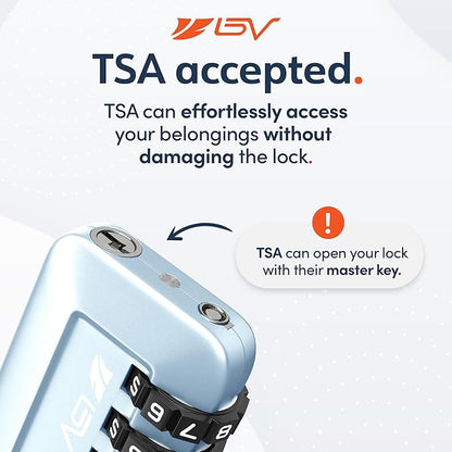 TSA Accepted Luggage Travel Lock, Set-Your-Own Combination Lock for School Gym Locker, Luggage Suitcase Baggage Locks, Filing Cabinets, Toolbox, Case (Arctic Blue, 4 Pack)