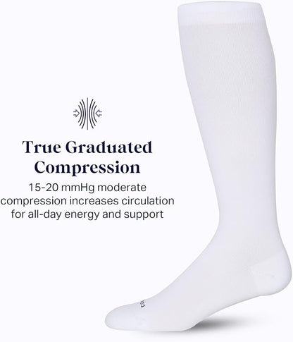 Comrad Nylon Knee High Socks - 15-20mmHg Graduated Compression Socks - Soft & Breathable Support Unisex Socks
