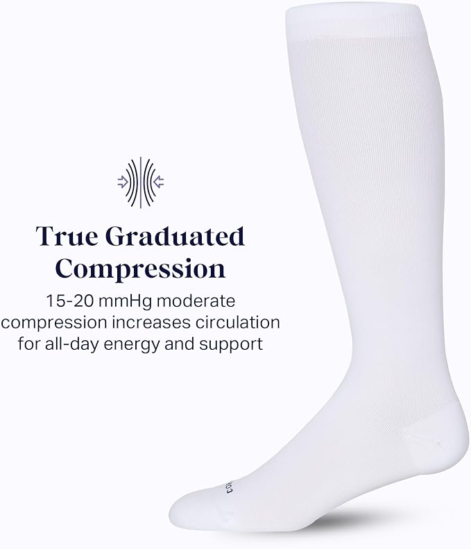 Comrad Nylon Knee High Socks - 15-20mmHg Graduated Compression Socks - Soft & Breathable Support Unisex Socks