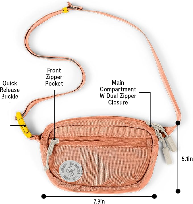 Baboon to the Moon Fanny Pack - Trendy, Compact, Water-Repellent Waist Bag in Multiple Colors and Sizes for Men and Women (Sunset Coral, Mini (1.5L))