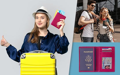 Personalized Monogrammed Bright Pink Leather RFID Passport Wallet