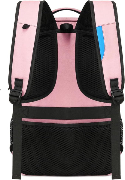 DUSLANG 17 Inch Laptop Backpack for Travel Water Resistant College Backpack for Women Laptop Bag with USB Charging Port and Clear Toiletry Bag Work Backpack,Pink A