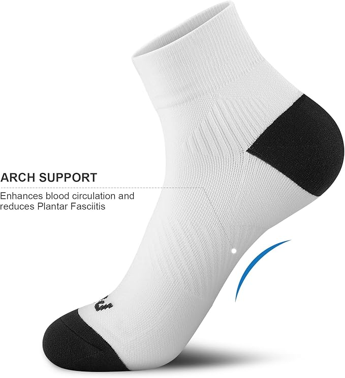 PAPLUS Ankle Compression Socks for Women 6 Pairs, Running Athletic Socks with Arch Support，Plantar Fasciitis Socks
