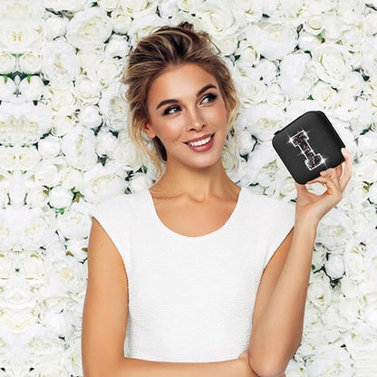 Personalized Jewelry Case for Women Girls - Fashion Mini Jewelry Boxes - Trendy Travel Jewelry Organizer with Initials Letter - Teen Gifts | Black,I