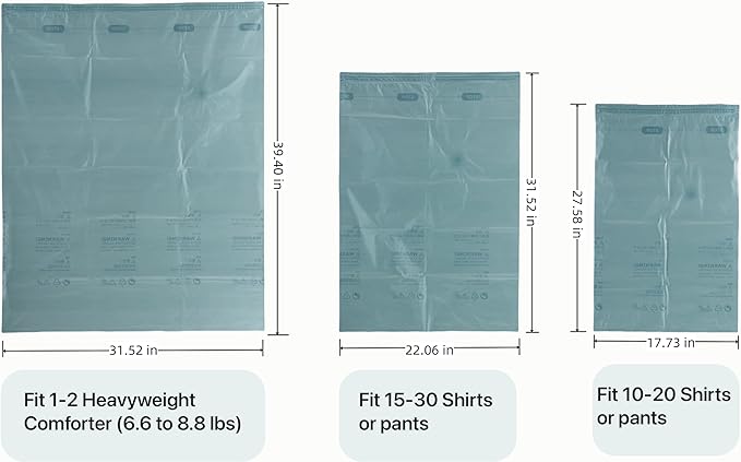 NeatNest 6 Pack Vacuum Storage Bags – 3 Small & 3 Medium, Flat Space Saver Bags for Clothes, Towels, Sweaters, Dual Compression (Vacuum or Hand Press), Airtight & Reusable