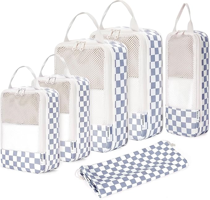 Narwey 6 Set Compression Packing Cubes for Travel Kids Women Carry on, Packing Organizers Bag for Backpack Luggage Suitcase Duffle Bags
