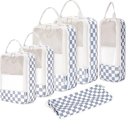 Narwey 6 Set Compression Packing Cubes for Travel Kids Women Carry on, Packing Organizers Bag for Backpack Luggage Suitcase Duffle Bags