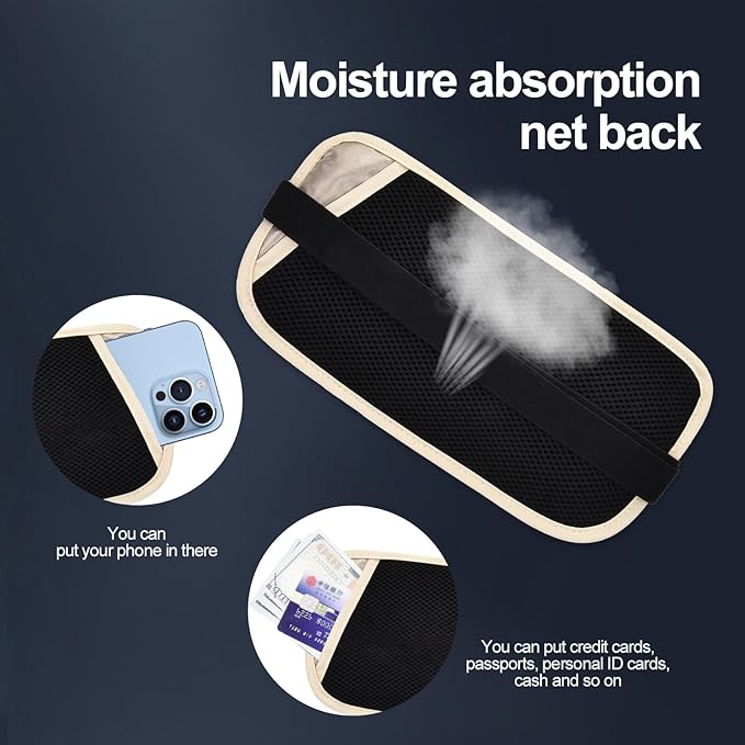 RFID Blocking Money Belt for Men Women, Slim Fanny Pack for Travel，Running,Conceal Waist Wallet for Passport Holder,Phone,Cash(Cream White)