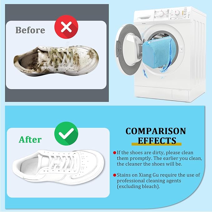 2 Pcs Shoe Washing Machine Bag Sneaker Laundry Bags For washers, Cleaned 360° Mesh Pouch Reusable & Durable Laundry Shoe Bag Side Zipper, Suitable for Washing Machine and Dryer(blue)