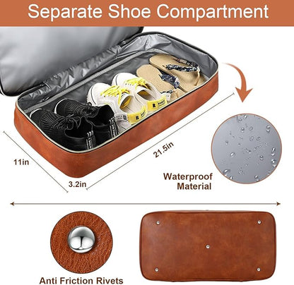 Weekender Bag for Women, Travel Duffel Bag Carry On Overnight Bag with Shoe Compartment Large Nylon Travel Weekend Tote Bag