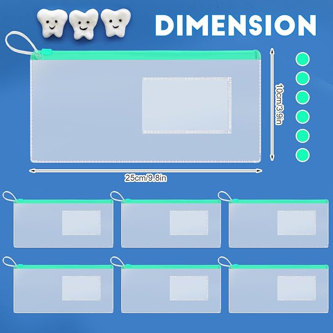 Timgle 400 Pcs Dental Zipper Pouches Zipper Lock Carrying Case with Business Card Holder Clear Toothbrush Pouch for Dental Hygiene Products Office Prizes, Color Random