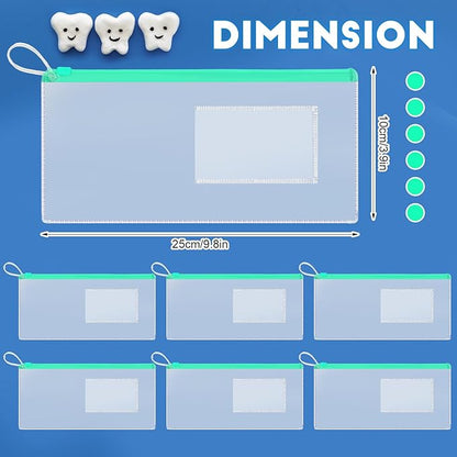 Timgle 400 Pcs Dental Zipper Pouches Zipper Lock Carrying Case with Business Card Holder Clear Toothbrush Pouch for Dental Hygiene Products Office Prizes, Color Random