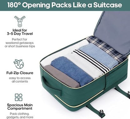 Luggage Sets 3 Piece, Carry On Luggage 20In With Spinner Wheels,PC Hardside Suitcase Set with TSA Lock,Durable Carry On Suitcase With Travel Backpack for Men (Dark Green, 3 piece set (BP/20inch))