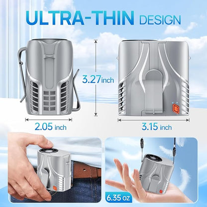 2025 Portable Personal Waist Fan& Neck Fan, 14000RPM Brushless Motor, 40H Runtime Rechargeable, 6-Speed Quiet Operation, Clip-On Personal Body Cooling for Camping/Worksites/Outdoor