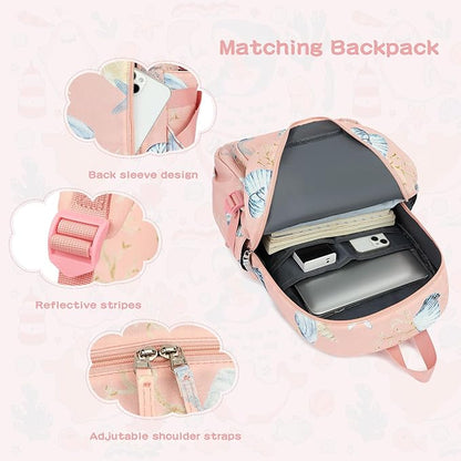 Somago 4 Piece Kid's Luggage with Backpack Set for Boys Girls Spinner 18" Hardside PC Rolling Carry on Suitcase with TSA Lock (Seashell Pink)