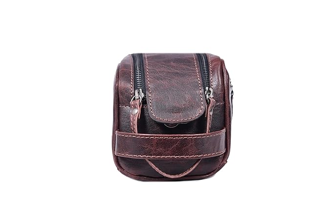 10" Premium Leather Toiletry Travel Pouch With Waterproof Lining | King-Size Handcrafted Vintage Dopp - Kit, Gift for Father's Day By Aaron Leather Goods