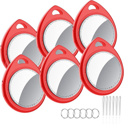Air Tracker Tags 6 Pack Red, 5.3 Bluetooth Tracker Work with Apple Find My (iOS Only), 100dB Sound, Smart Tag with Keychain/Lanyard, Item Finder for Luggage/Key/Suitcase, Replaceable Battery