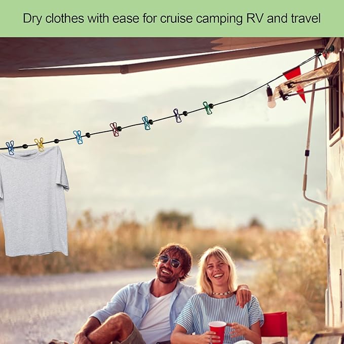 Retractable Magnetic Clothes Line for Cruise Ships with Magnetic Hooks,Portable Ship Approved Clothesline for Rv Cruise Ship Essentials 2025&2026 (Multi-Colored, 1)