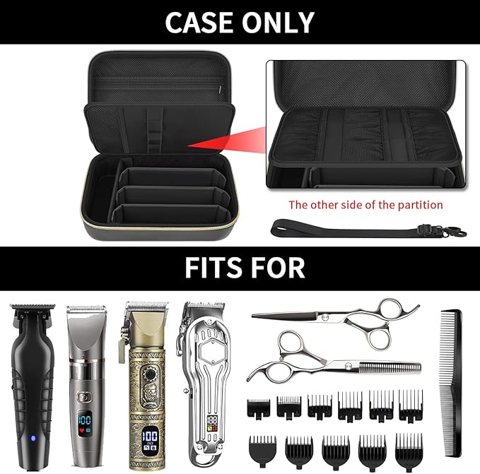 Barber Case for Hair Clippers Cutting Supplies, Trimmer Accessories Organizer for Wahl/ for Ufree/ for Andis Men Women Razor Grooming Kits, for Oneisal Dog Shaver- Washable Oilproof Travel Bag Only