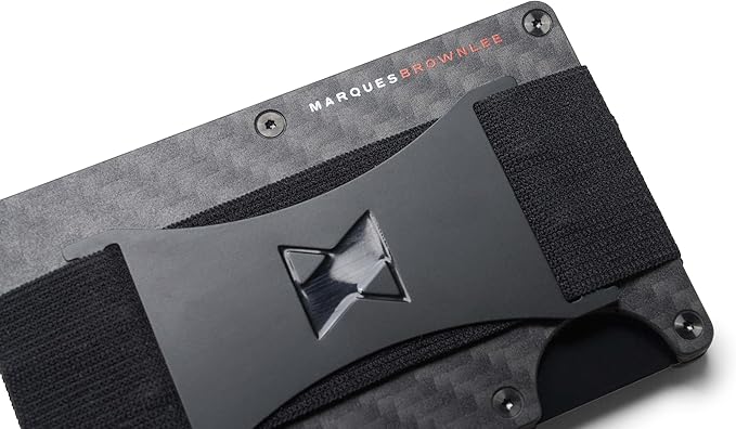 Ridge Wallet for Men - Slim Minimalist Compact Wallet and Card Holder, RFID Protected Front Pocket Wallets for Men with Integrated Cash Strap (MKBHD Carbon Fiber)