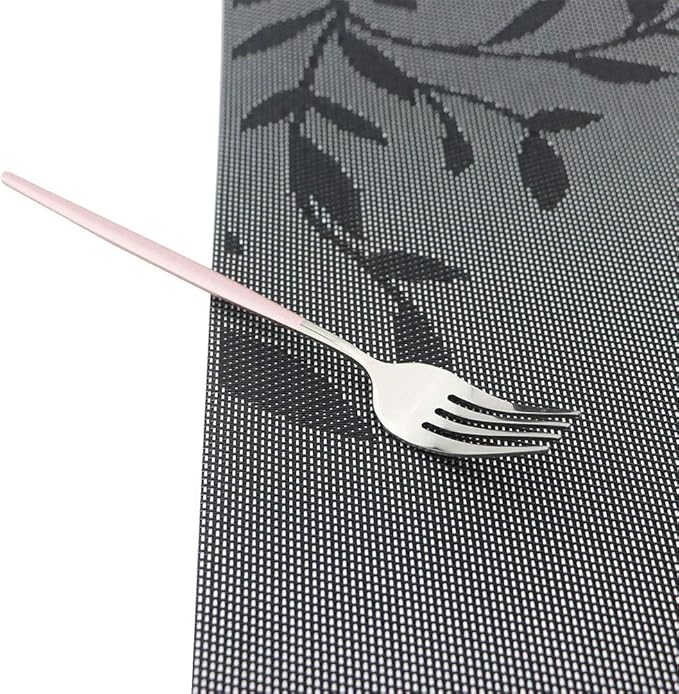 Pink Silver Silverware Set, JASHII 30-Piece Stainless Steel Satin Finish Flatware Set, Kitchen Utensil Set, Mirror Polished Tableware Cutlery Set for Home and Restaurant, Dishwasher Safe