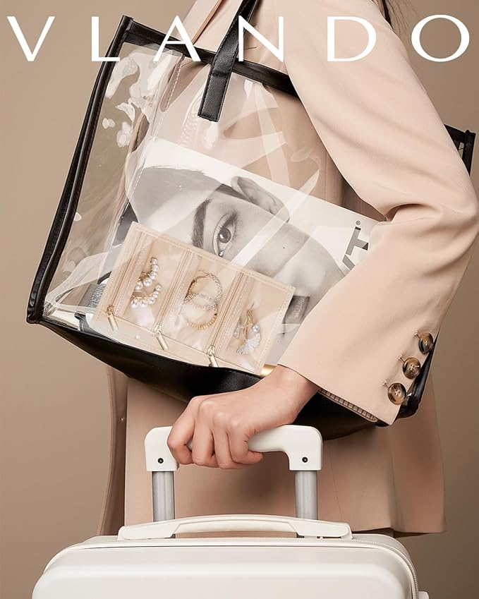 Vlando Jewelry Box for Girls Women,5 Pcs Jewelry Bags,Display Portability Jewelry Pouch Storage for Gem Diamond Necklaces Rings Earrings Bracelets