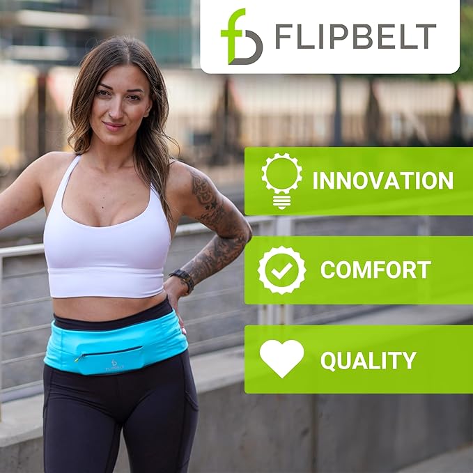 FlipBelt Zipper Running Belt, Waist Pack for Fitness and Running, US Company