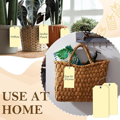 1000 pcs Paper Luggage Tags Ivory Paper Tags Shipping Tags with Wire 4 3/4" x 2 3/8" Blank Manila Hang Tags for Labeling White Labels with String Attached Wire Labels for Clothing Inventory