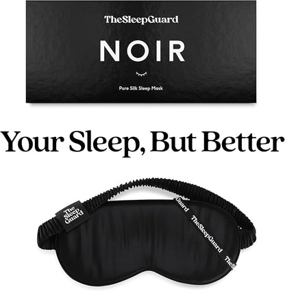 TheSleepGuard Pure Silk Sleep Mask [100% 6A Mulberry Silk, 22 Momme] Light Blocking Travel Essentials. Eye Masks for Sleeping. Black Oeko-Tex Blindfold. Eye Covers for Men & Women