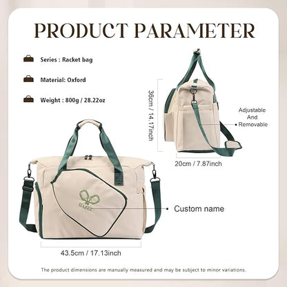 Personalized Duffel Bag Custom Sport Gym Travel Bags Embroidered Name Text Customized Dry Wet Separated Weekend Waterproof Bag for Women Men (D-Beige)