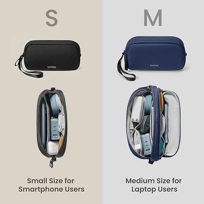 tomtoc Electronic Organizer Travel Case, Water Resistant Dual Compartment Tech Pouch Cable Organization Storage Bag for Charger, Cord, Phone, Hard Drive, Power Bank, Accessories Travel Essentials