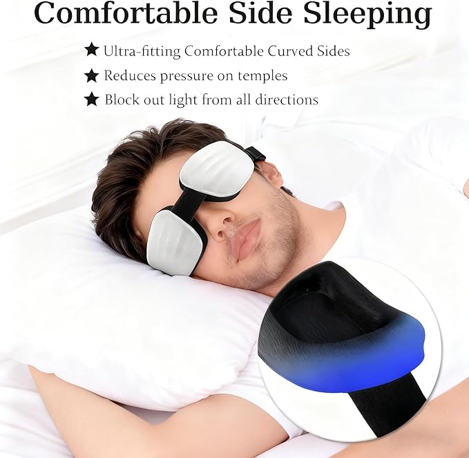100% Blackout Sleep Eye Mask for Women Men, Zero Pressure Sleeping Mask - Sleeping Mask and Eyelash Friendly Night Blindfold, Adjustable Ultra Soft Comfortable for Dry Eye Mask (Grey)