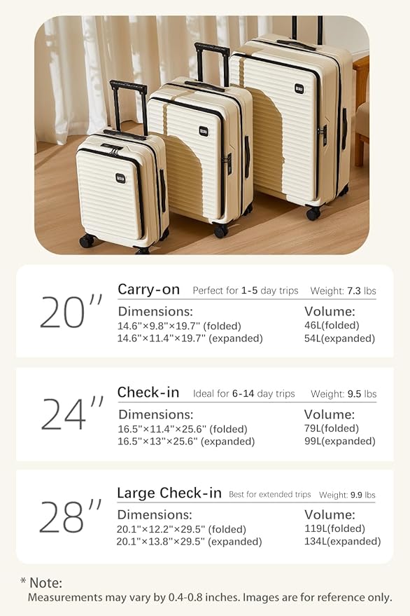 HotWay 24 Inch Expandable Front Opening Checked Luggage with Cup Phone Holder and USB Port, Lightweight Hardshell Suitcase with Wheels and TSA Aproved Locks