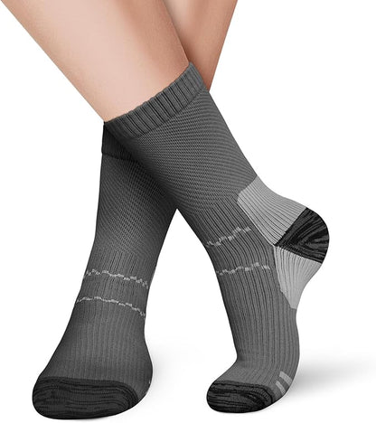 CHARMKING 6 Pairs Crew Compression Socks for Women & Men Circulation 15-20 mmHg is Best for All Day Wear Running Nurse