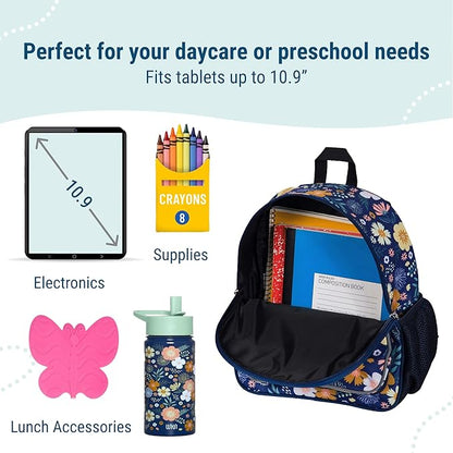 Wildkin 12-inch Kids Backpack – Padded, Adjustable, Ideal for Daycare & Travel - Wildflower Bloom