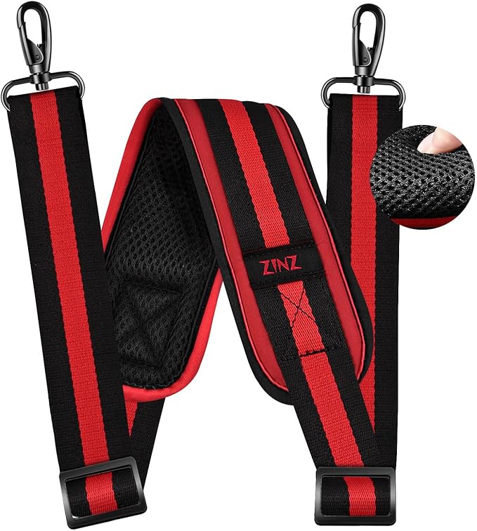 ZINZ 79 inch Shoulder Strap, Extra-thick Fixed Cushion Pad and Dual Clasps Universal Replacement Strap with Metal Swivel Hooks for Laptop Bags, Luggage Bags, Camera, Crossbody(Stripes-BkRBk)