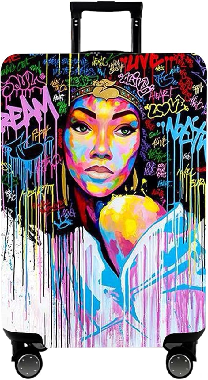 WUJIAONIAO Travel Luggage Cover Baggage Suitcase Cover Protector Skins 18-32 Inch (Graffiti A8, XL (for 29-32 inch luggage))