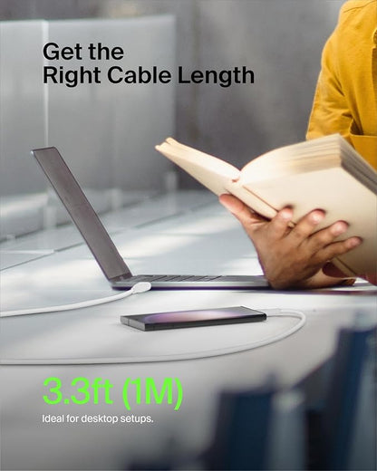 Belkin USB A to USB C Cable 2-Pack, 3.3ft, 15W - Type C Charger, iPhone Charger Cord for iPhone 16 & 15, Galaxy S25, Pixel 9, iPad Pro, Airpods Pro, Switch, CarPlay & More - White