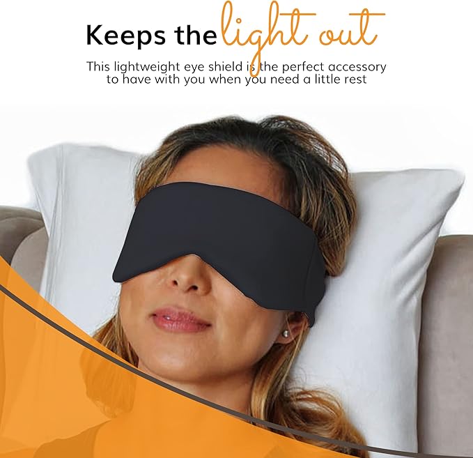 Happyluxe Escape Sleep Mask - Buttery Soft Airplane Eye Mask for Sleeping or Napping in Bed. Machine Washable. - Jet Black, Made in USA