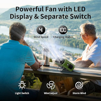 Socool 14500mAh Portable Waist Fan Clip On Wearable Belt Shirt Fan 5 Speeds with Dual Air Outlet & Flashlight Personal Hanging Neck Fans Battery Operated Rechargeable 40H Cooling For Camping Jobsite