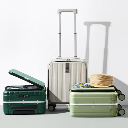 Hanke 16 Inch Underseat Carry On Luggage with Wheels,Small Hard Shell Suitcases for Weekender,Top Opening Lightweight Travel Luggage Suitcase for Womem Men,Ivory White.