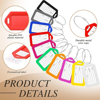 200 Pieces Bulk Luggage Tags for Suitcases Plastic Backpack Book Bag Baggage Name Tags