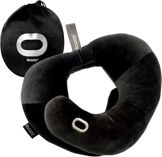 BCOZZY Neck Brace Pillow - Patented Relief for Neck Pain and Supportive Sleep-Soft, Washable, and Adjustable for Comfortable Resting. Black