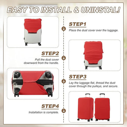 uxcell Luggage Cover for Suitcase Protector, Fit 26-28 Inch Luggage Elastic Suitcase Cover Scratch-Resistant Covers for Travel Business Trips, Red (L)